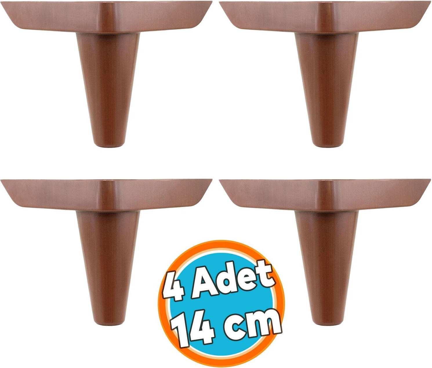 Mobilya Kanepe Sehpa Puf Koltuk Ayağı 14 cm Kahverengi Ahşap Desenli Baza Ayak 4 Adet