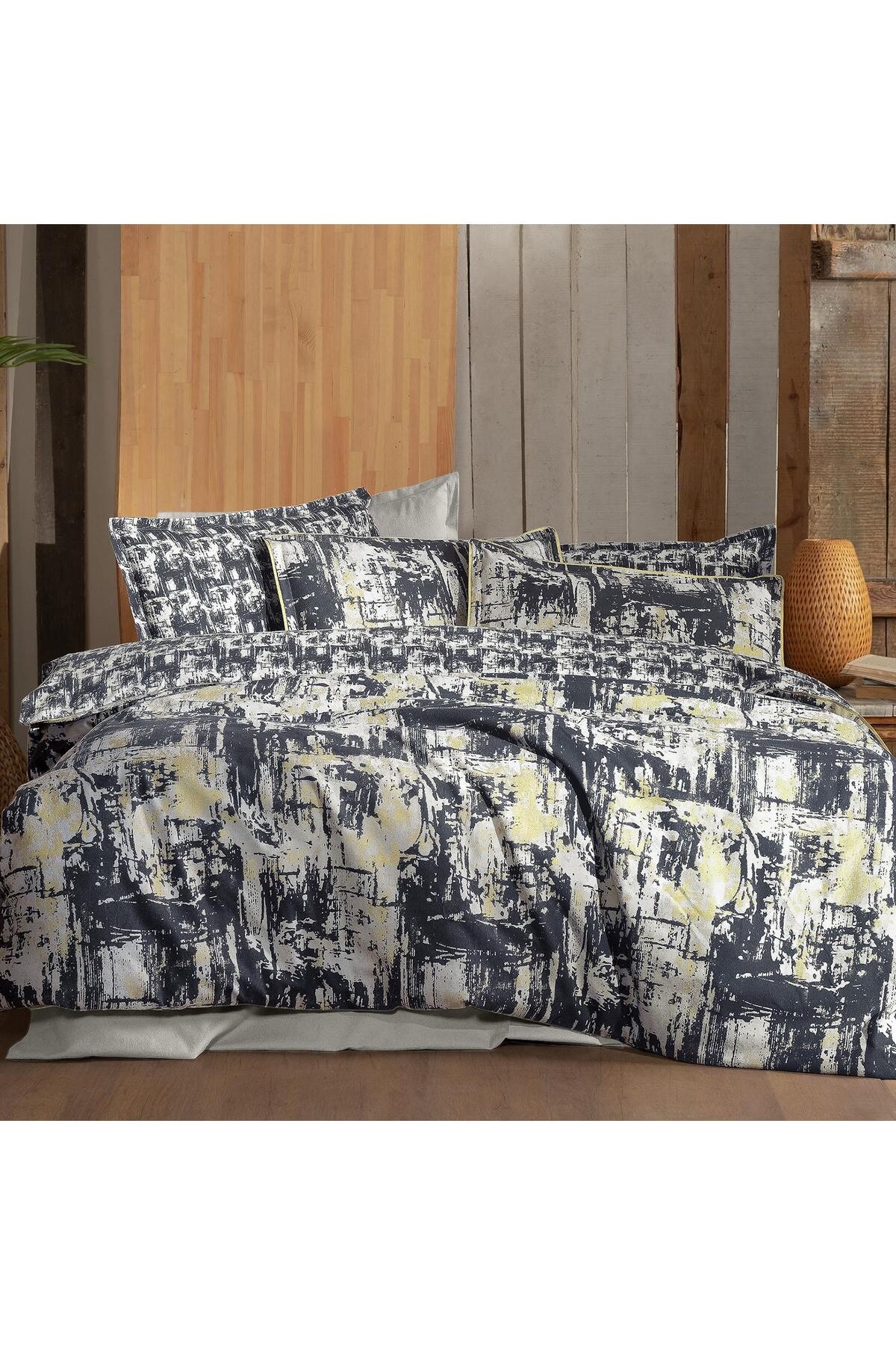 Galiya King Size (Battal Boy) %100 Pamuk Flanel (Pazen) Nevresim Takımı Bej
