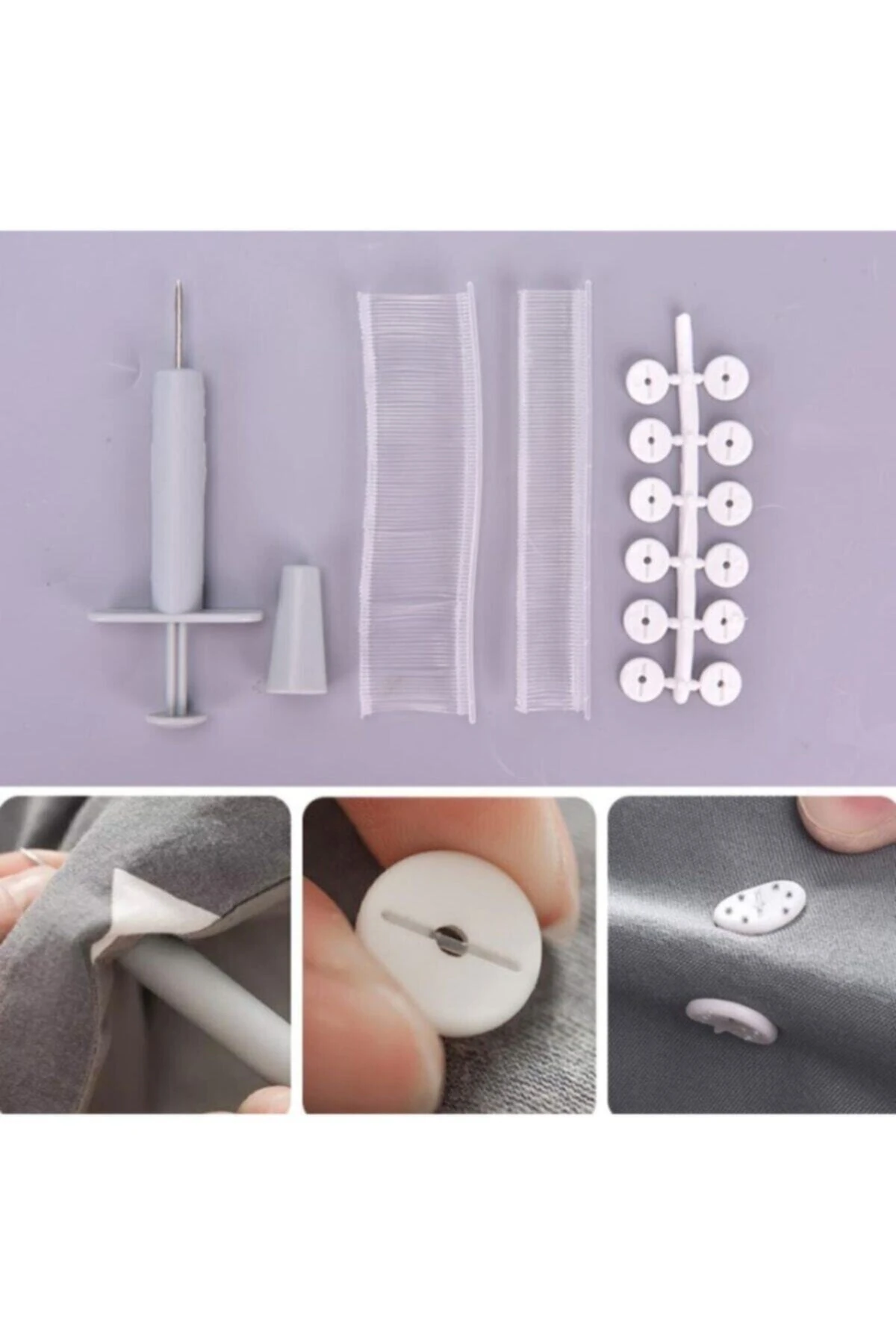 Yorgan Kılıfı Sabitleme Seti Kılçık Tabancası - Keçeler - Tek Ebat - Çok Renkli