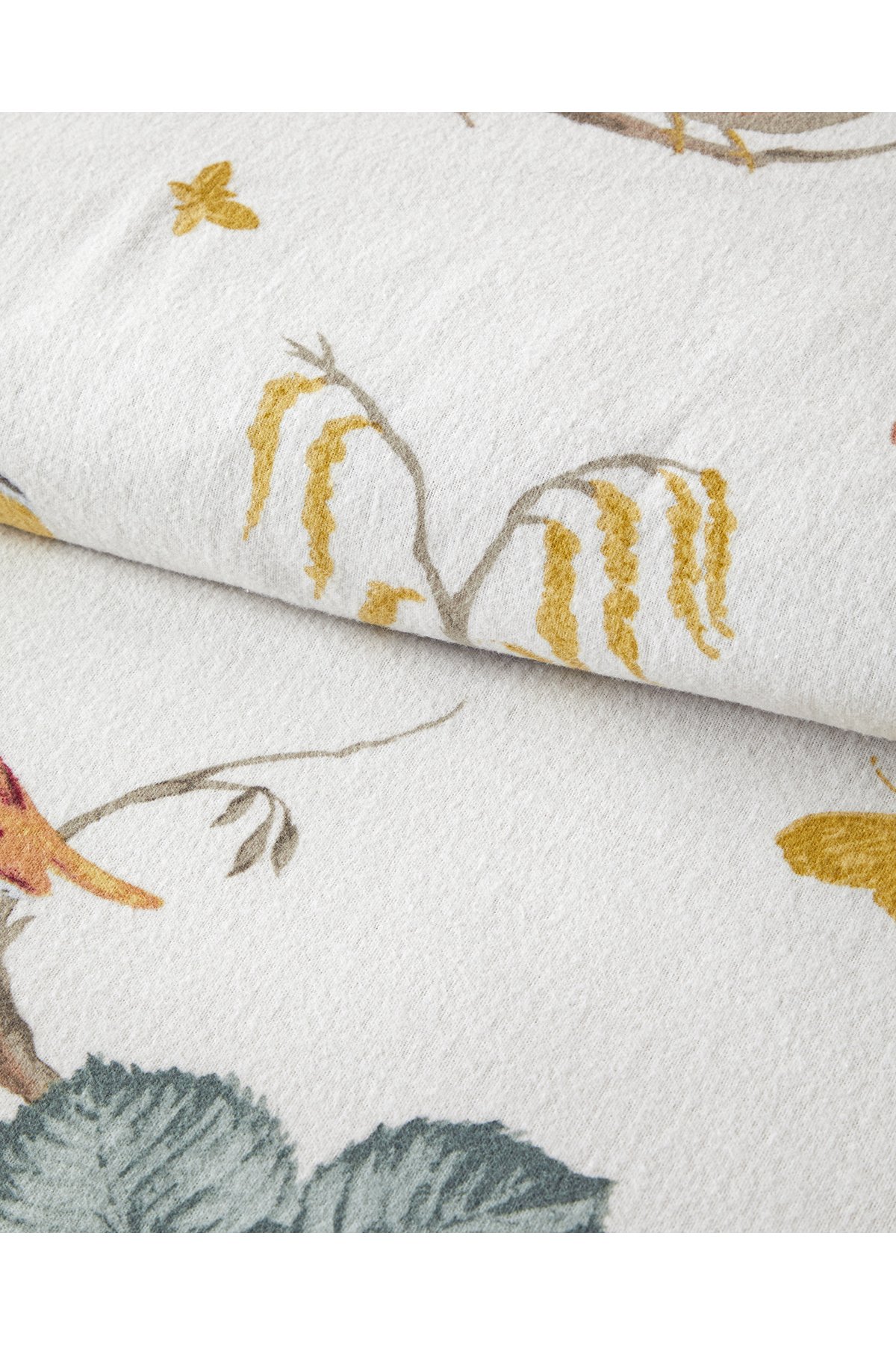 Birds Symphony Flanel Çift Taraflı Çift Kişilik Nevresim Takımı 200x220 cm Bej