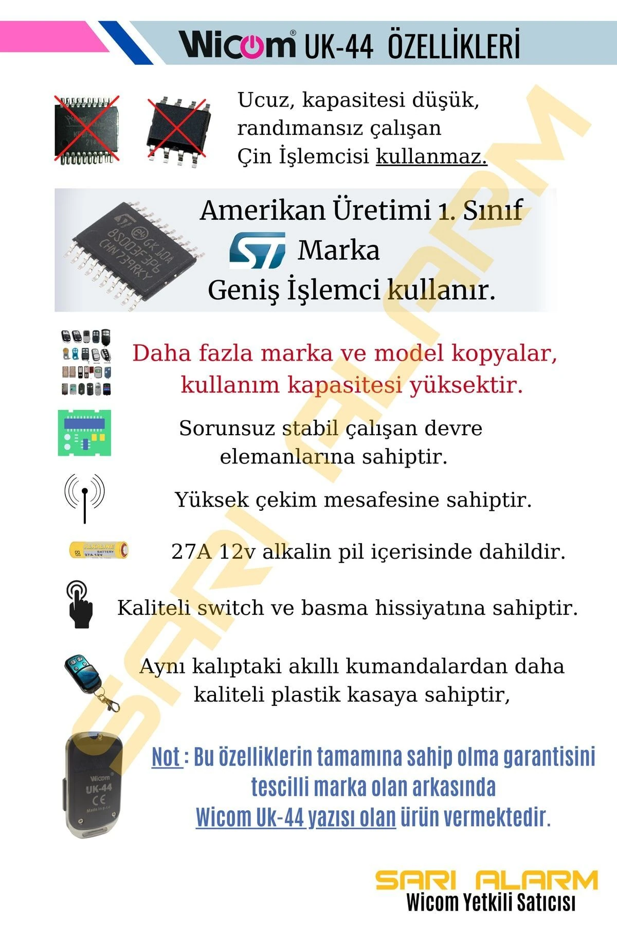 Uk-44 Unıversal Akıllı Öğrenebilen Kepenk-otopark Kumandası 434mhz