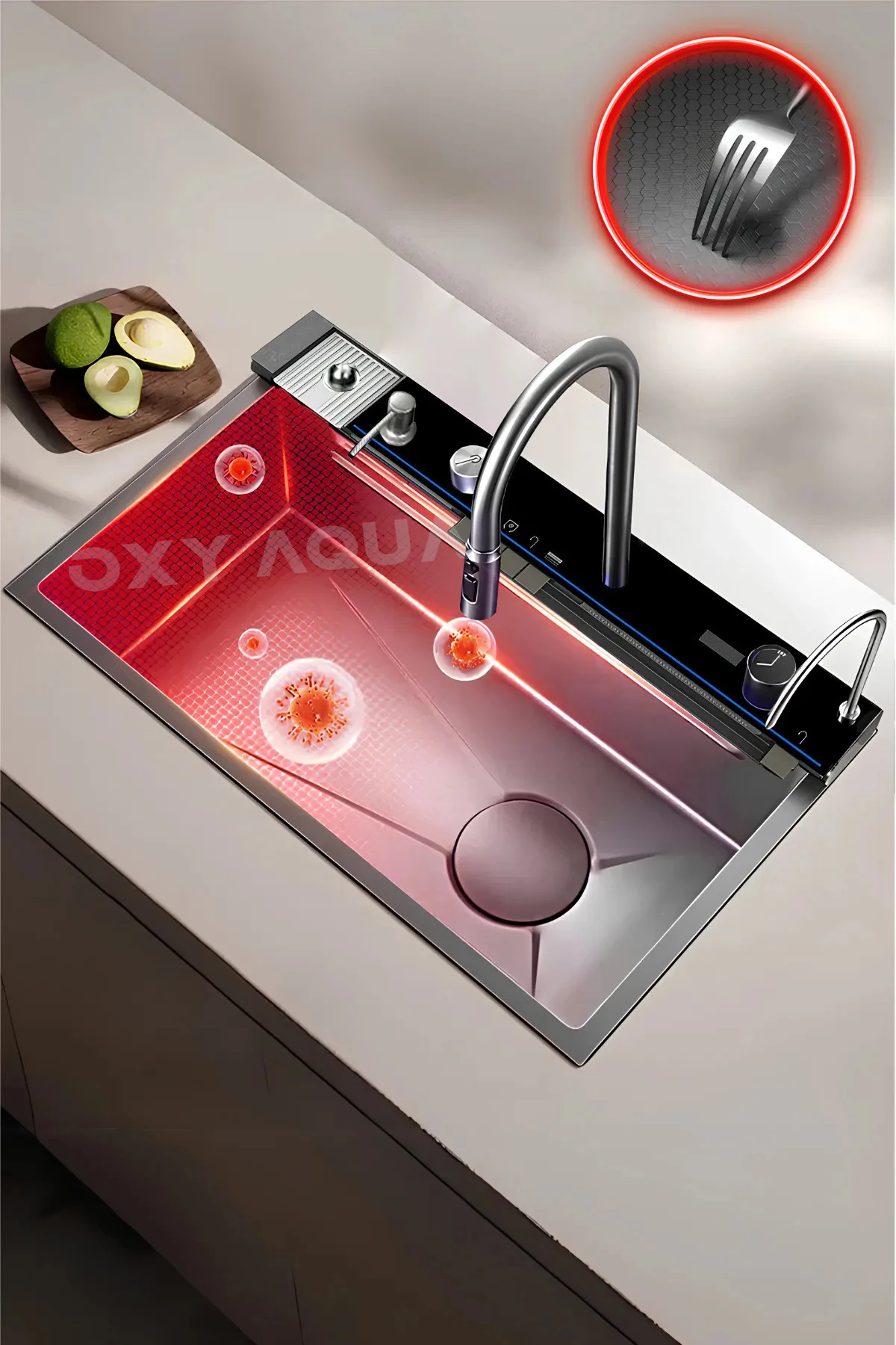 Premium 9 Fonksiyonlu Akıllı Teknolojik Eviye Seti Paslanmaz Bal Peteği Taban Evye - Honeycomb