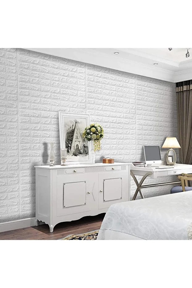 3d Tuğla Panel Kalınlığında 70x77 4 Adet Yapışkanlı Dekoratif Esnek Duvar Kaplama Paneli