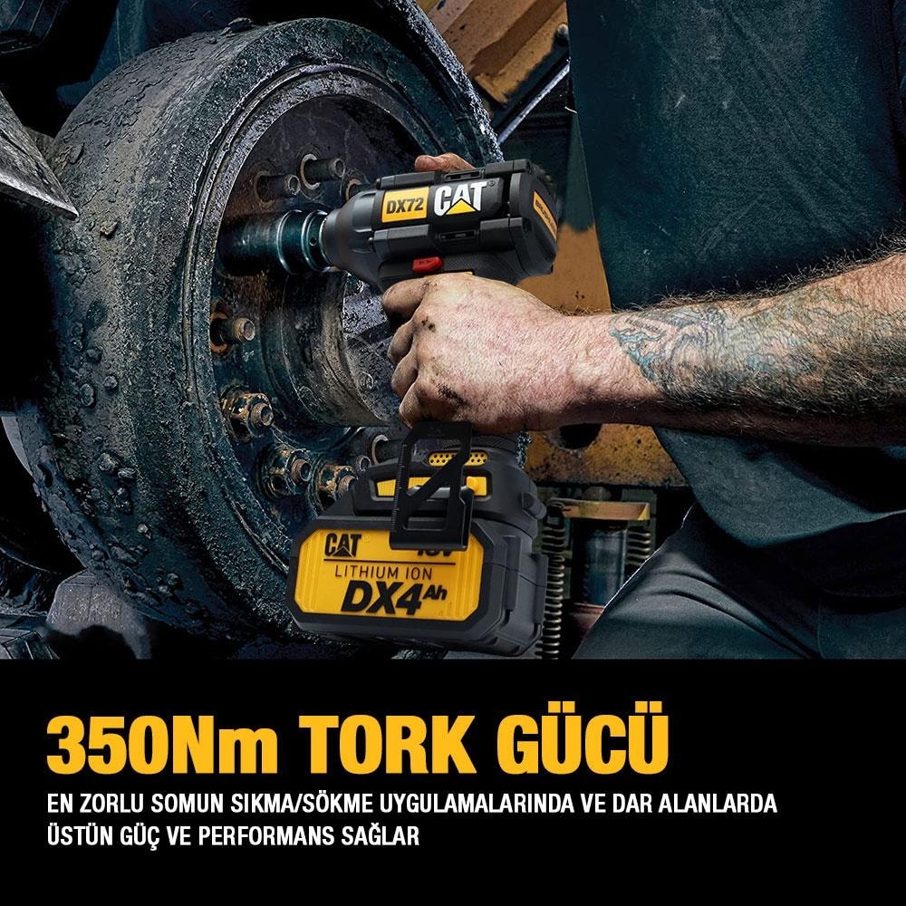 DX72 18VOLT/4.0AH Li-Ion Çift Akülü Şarjlı 350NM Kömürsüz Profesyonel Somun Sıkma