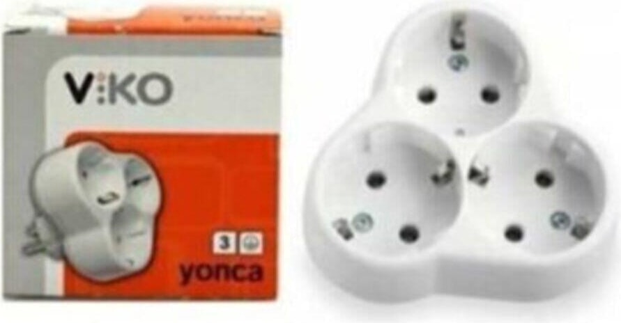 Yonca 3'lü Topraklı Priz Çoğaltıcı Beyaz Renk  Timsal Golyat