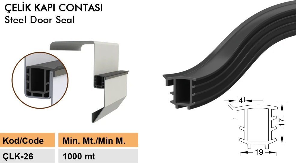 Çelik Kapı Fitili Contası Siyah 6 Metre Çelik Kapı Kasa Kanat Fitili Contası Ürün Kodu Çlk-26