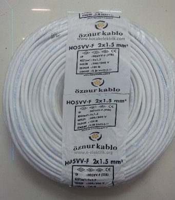 2X1,5 TTR Kablo 100 Metre H05VV-F Kesit 2G 1.5 Beyaz Elektrik Malzemesi