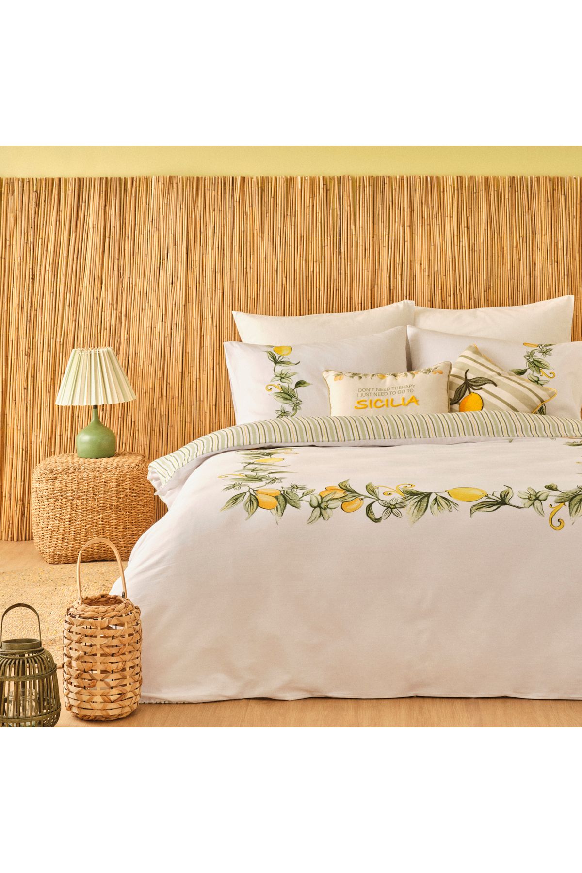 %100 Pamuk Saten Sicilia King Size Nevresim Seti Beyaz (240x220 cm)