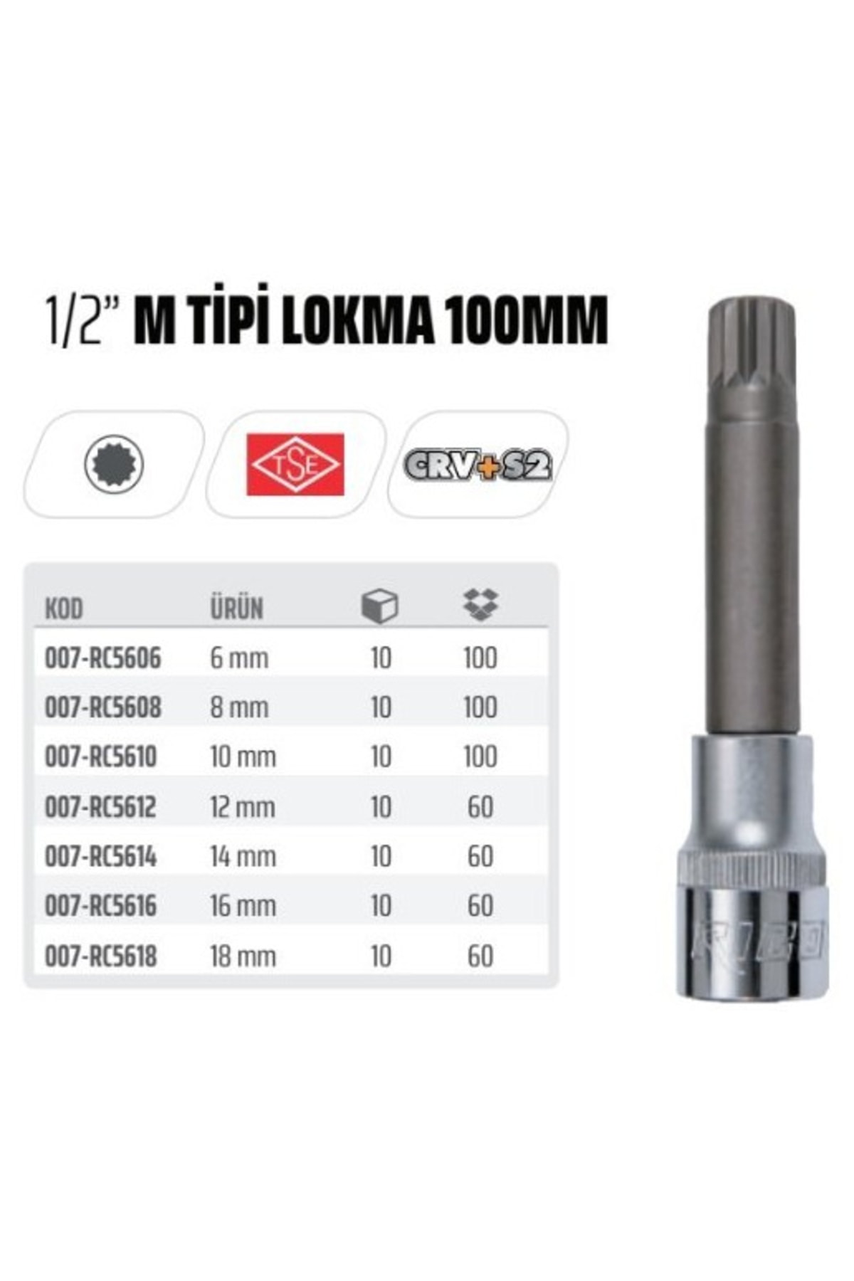 M Tipi Lokma 100 Mm 12 Mm Rc5614