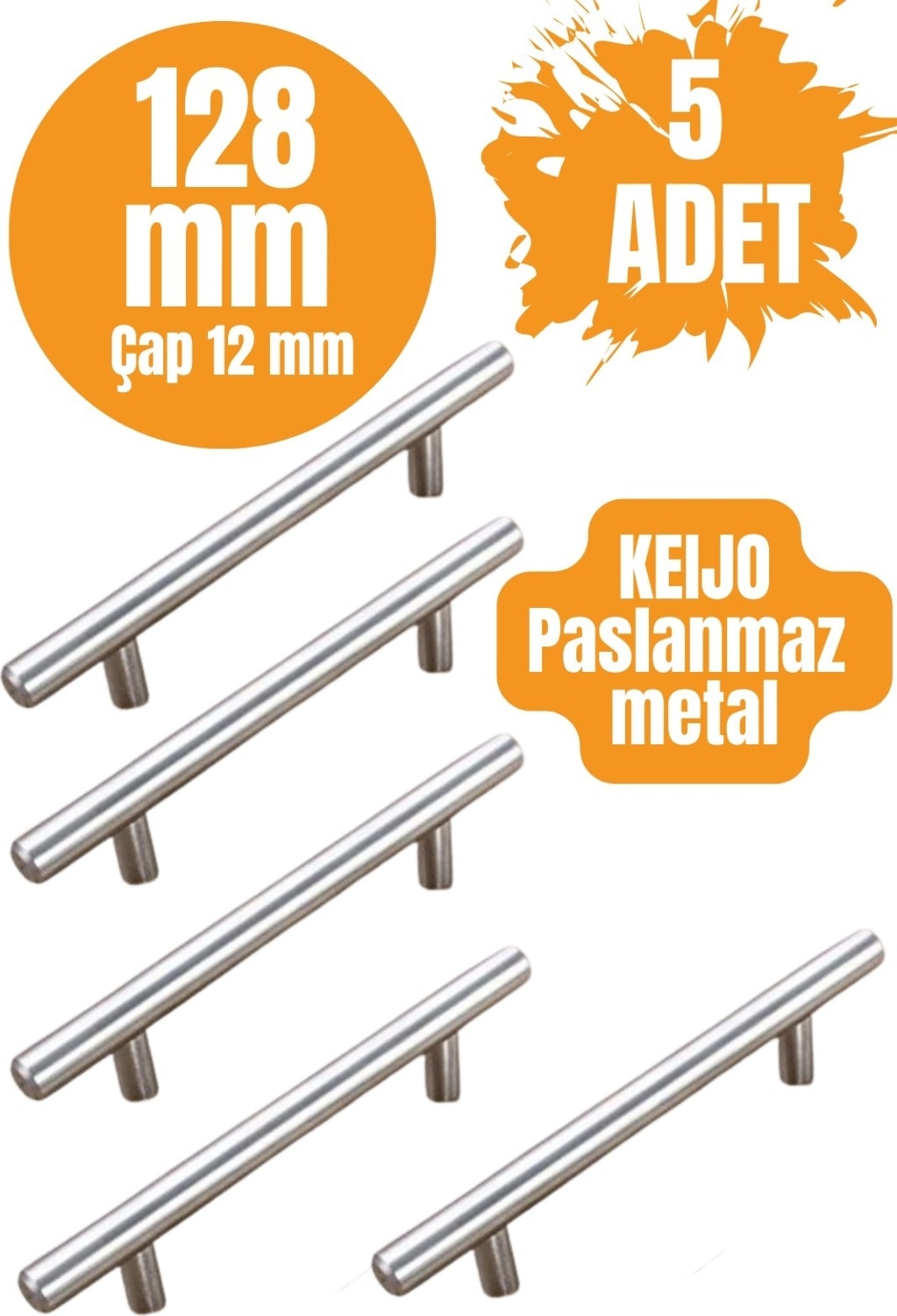 5 ADET Keijo INOX 128mm Paslanmaz Kulp (mobilya, dolap kulbu, kulp modeli)