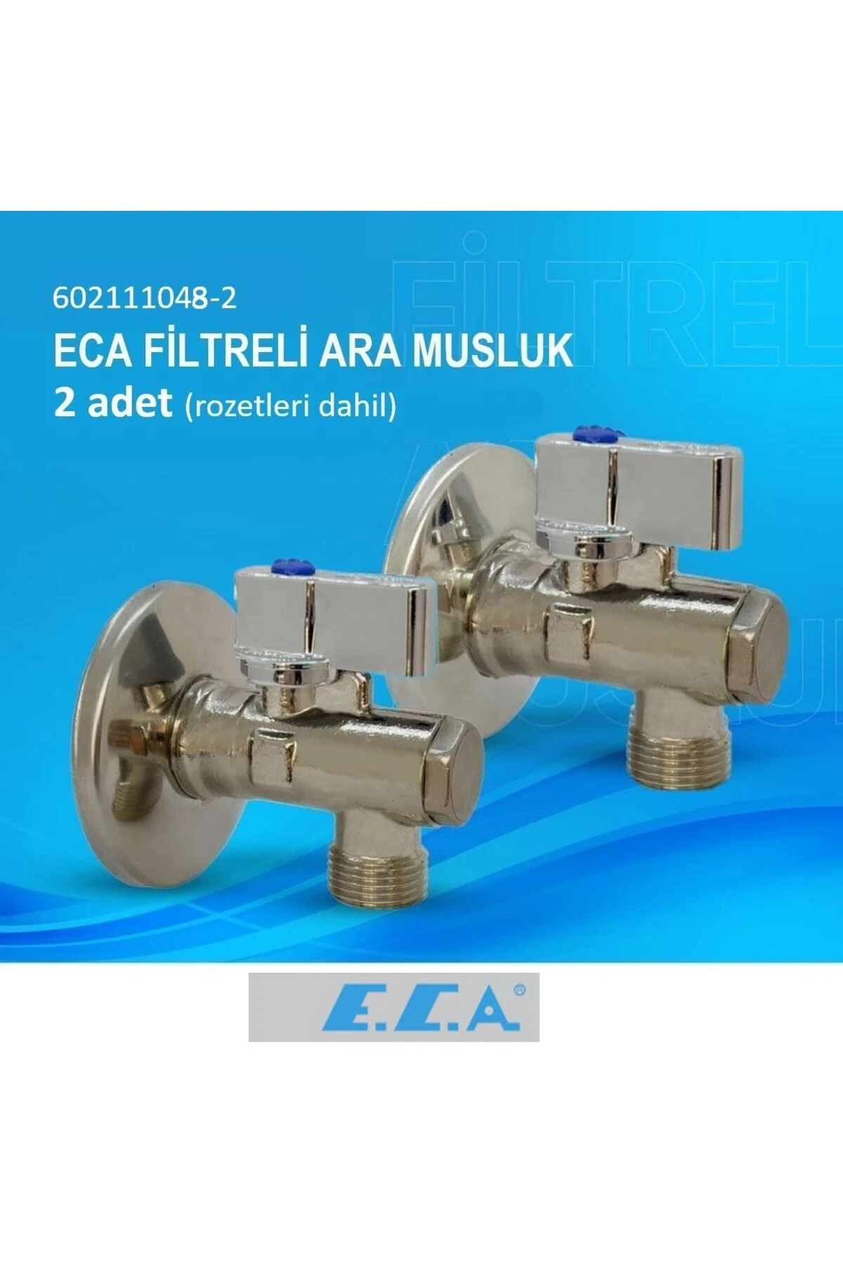 1/2" Filtreli Ara Musluk Krom Volanlı - 2 Adet (Rozet Dahil) 602111048-2