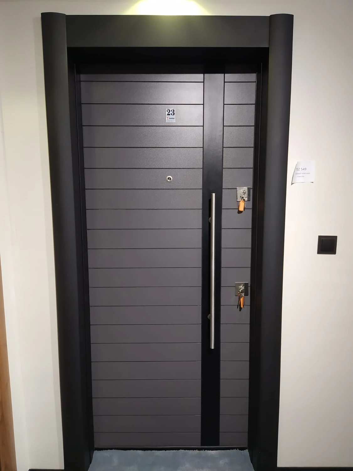 Siyah Statik Kasalı Antrasit Düz Model Daire Kapısı, Çelik Kapı, Villa Kapısı