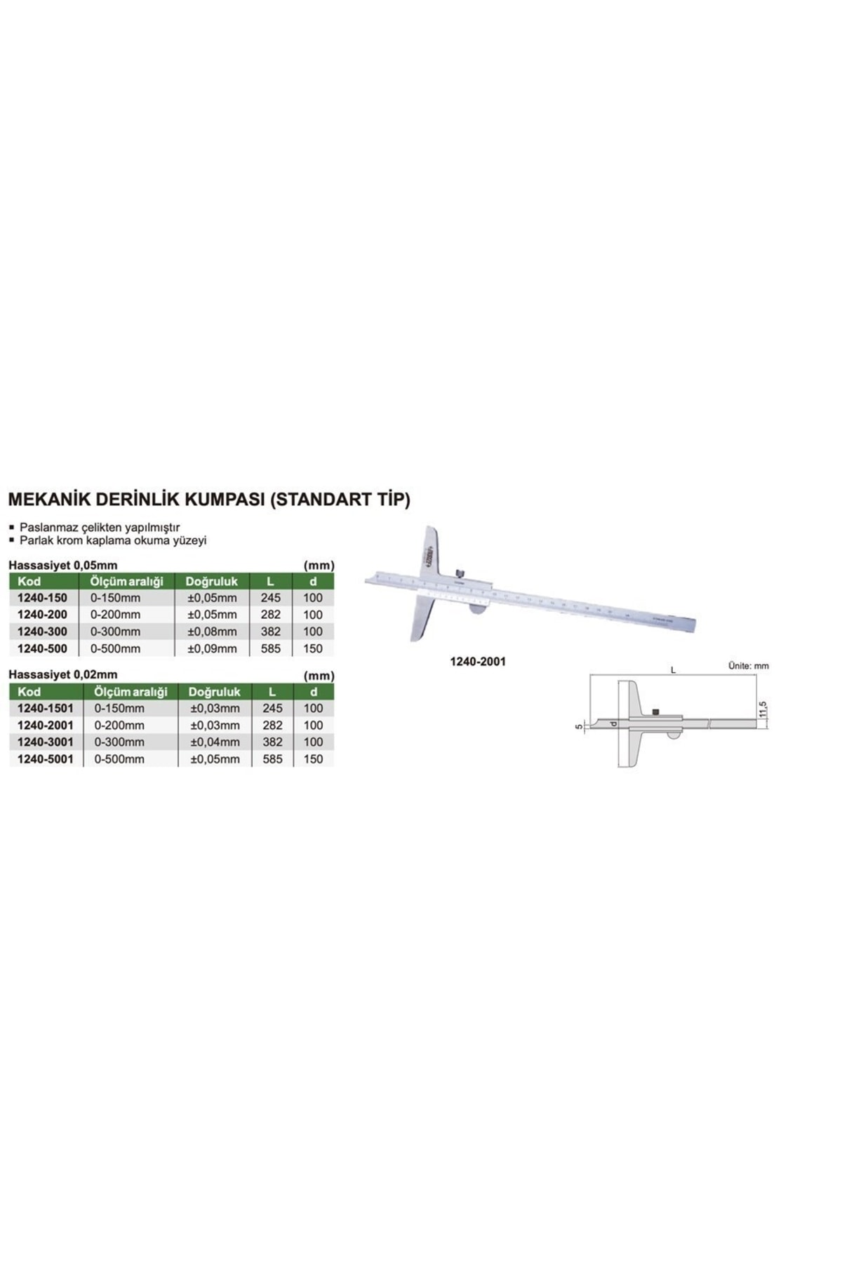 1240-300 Mekanik Derinlik Kumpası (standart Model)