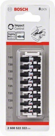 BOSCH Impact Ctrl Bits Uç T15-T40 25 mm 8'li