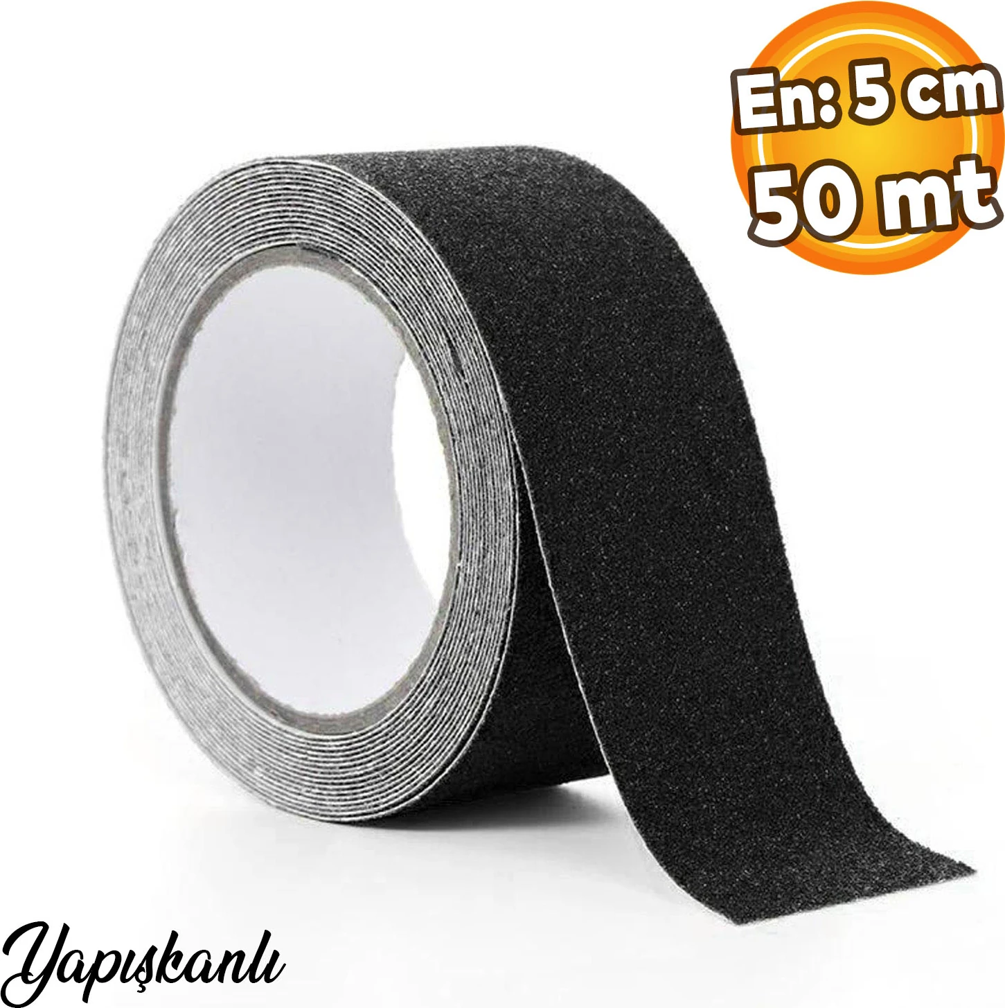 Merdiven Zemin Kaydırmaz Bant Yapışkanlı Kaymaz Bantları Bandı Siyah 5 cm x 50 Metre