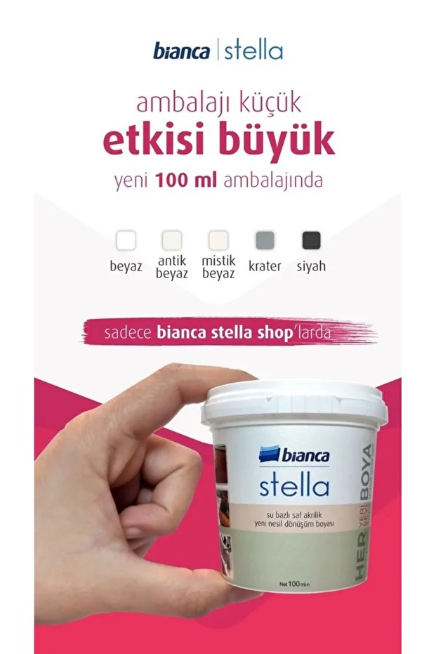 Stella Su Bazlı Saf Akrilik Siyah Yeni Nesil Dönüşüm Boyası 100 Ml