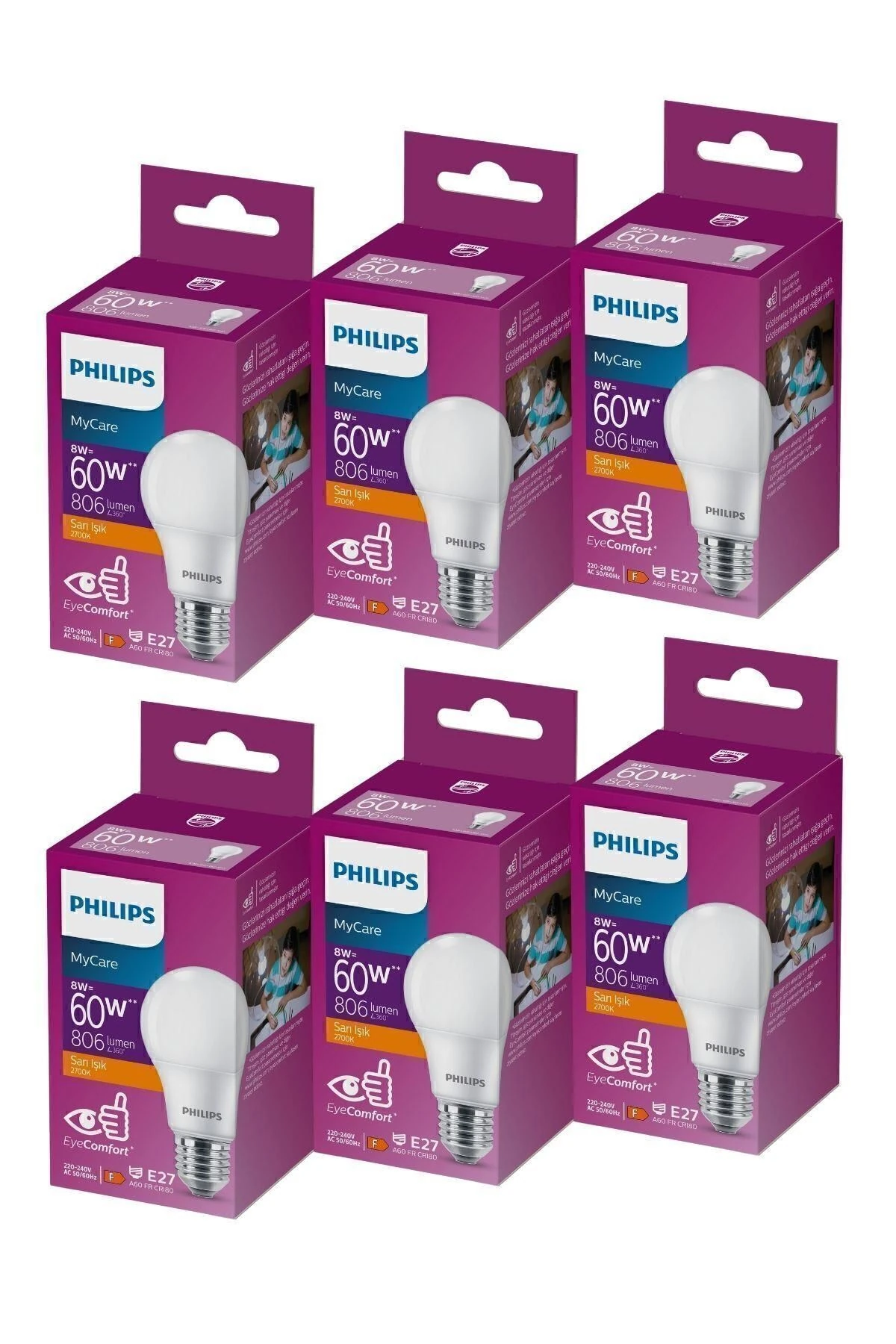 Mycare 8-60w Led E27 Sarı X 6 Adet