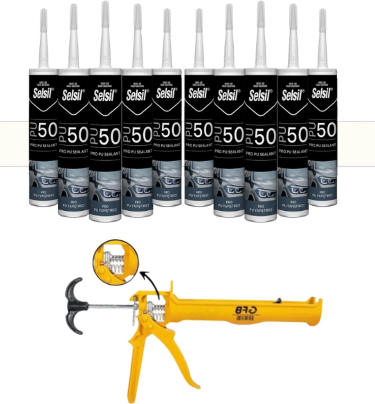 Pu Mastik 280 ml Beyaz (10 Adet),alüminyum Tabanca