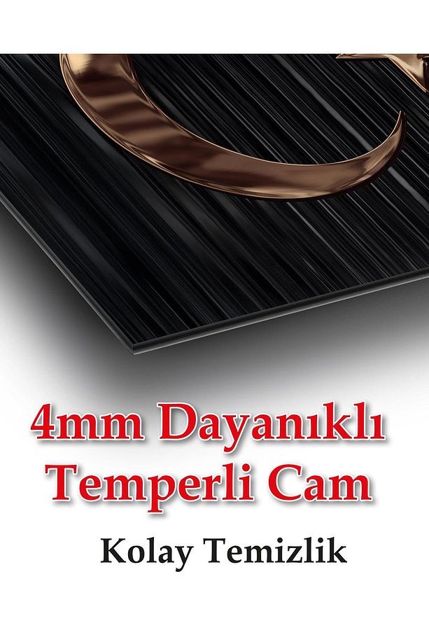 Türk Bayrağı Cam Tablo Bakır Renk Modern Ev Ofis Salon Kurum Hediyelik Tablo