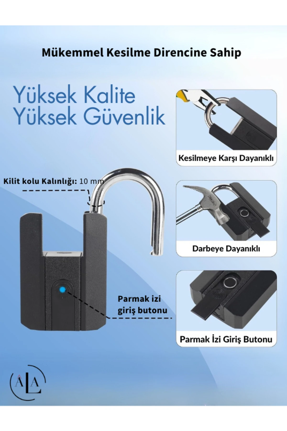 Akıllı Asma Kilit Parmak İzi, Anahtar ve Uygulama ile Açılabilir