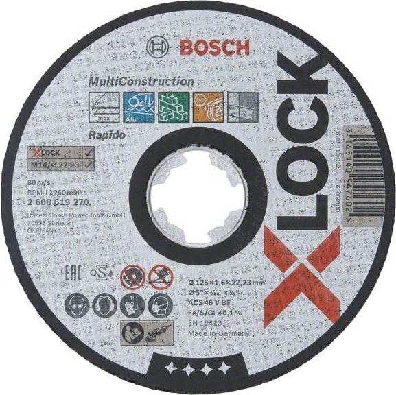 BOSCH - X-Lock - 125*1,6 mm Çoklu Malzemelerde Kullanım Için Düz Kesme Diski (Taş) 2608619270