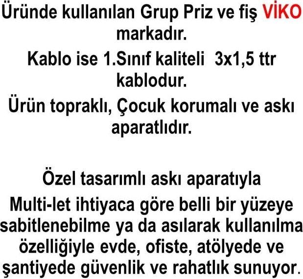 Ekonomik Siyah 4'lü Topraklı Çocuk Korumalı Grup Priz 7 Metre Kablo