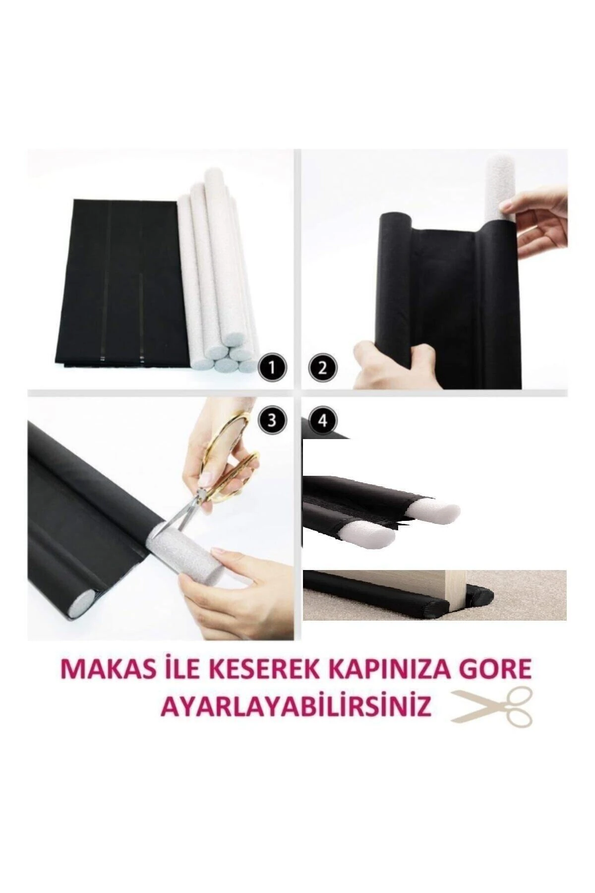 3 Adet Kapı Altı Rüzgar Soğuk Önleyici Çift Taraflı Ayarlanabilir Isı Yalıtım Izolasyon Malzemesi Sa