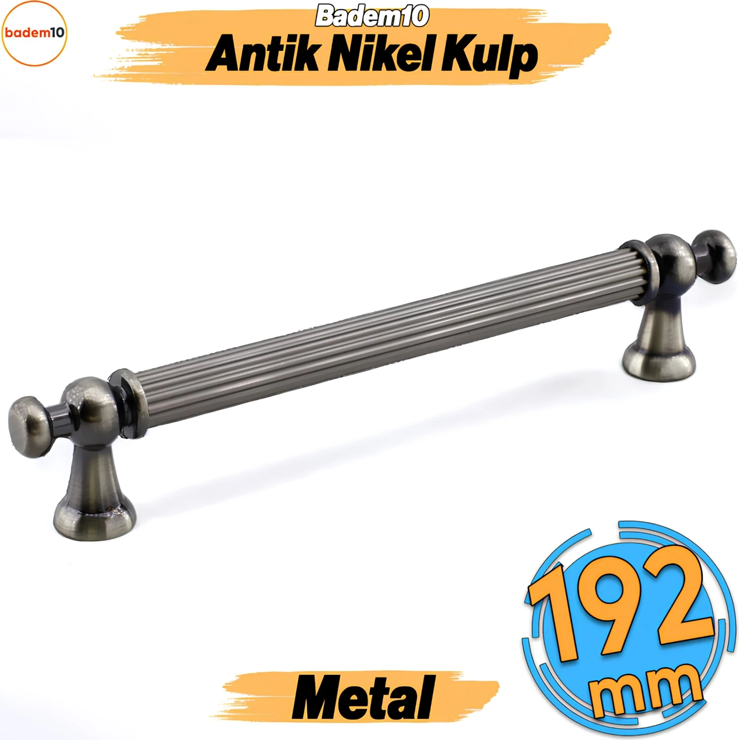 Selçuklu Antik Nikel Metal Kulp 192 mm Mobilya Çekmece Mutfak Dolabı Dolap Kapak Kulpları