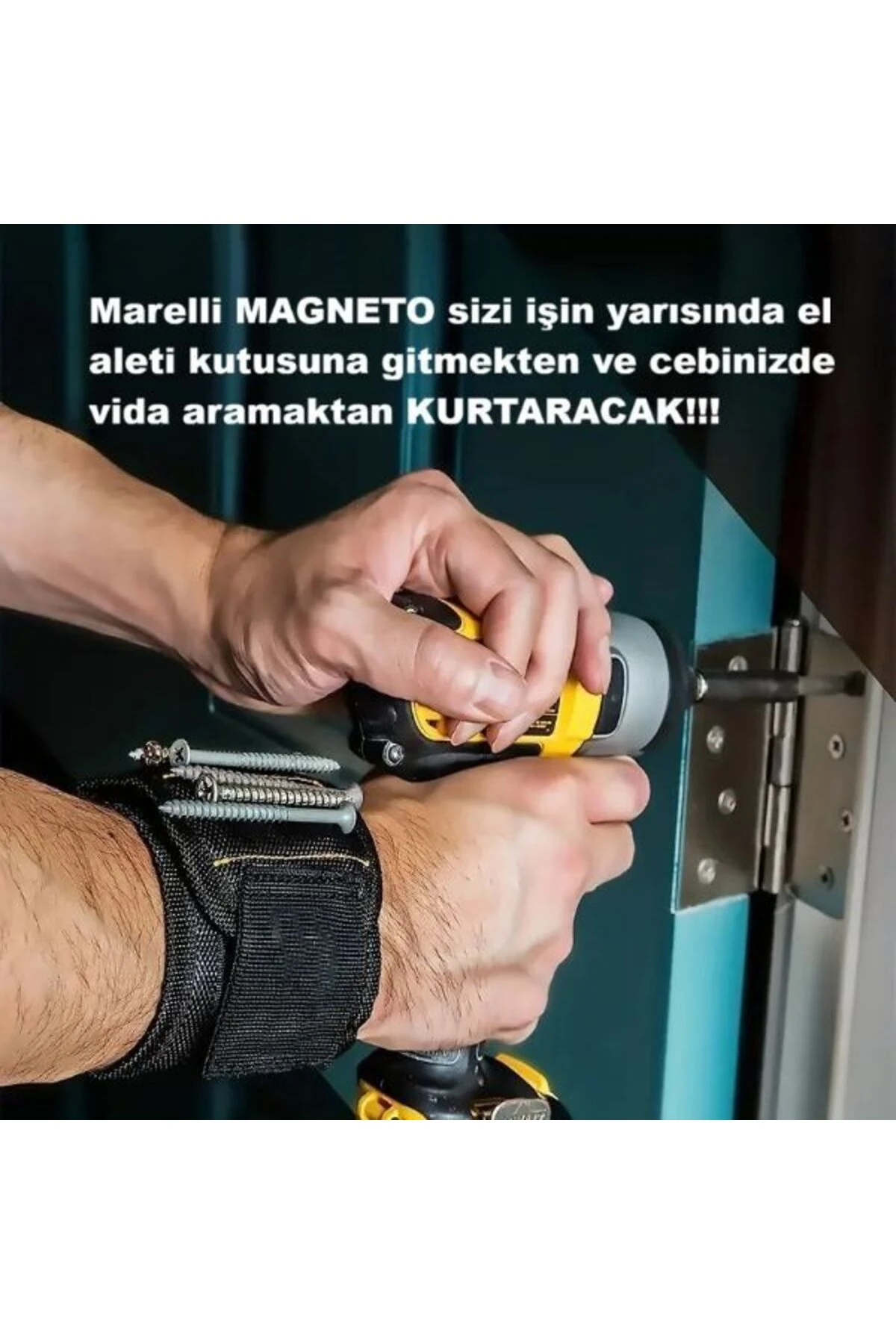 Ricevitore Manyetik Bileklik-10 Güçlü Mıknatıslı Profesyonel Vida Tutucu Bileklik(Universal Beden)