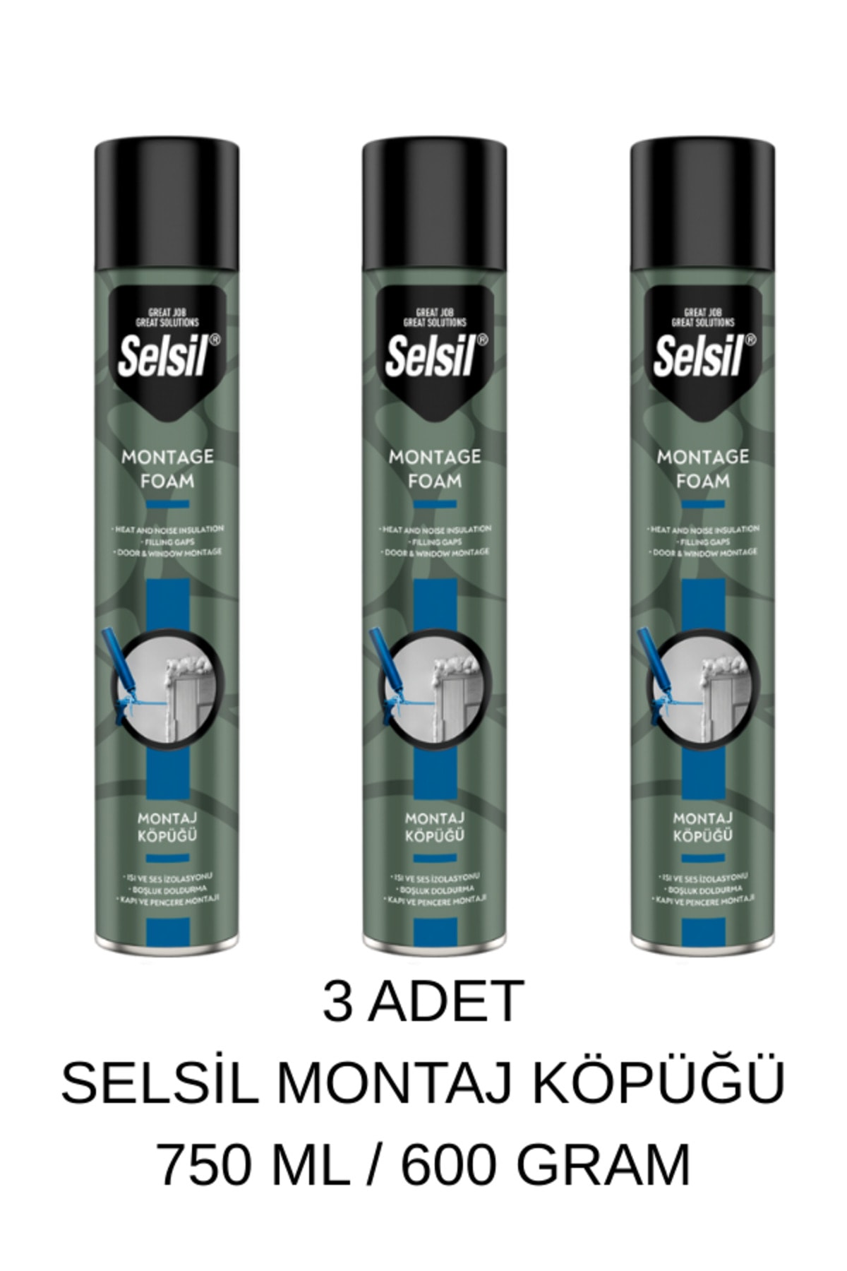 SELSİL Montaj Köpüğü 750 ML / 600 Gram 3 Adet