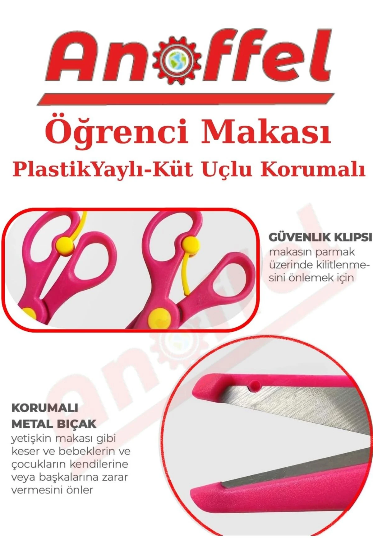 1 Adet Renkli Çocuk Makası Yaylı Korumalı Makas Plastik Makas Küt Uçlu