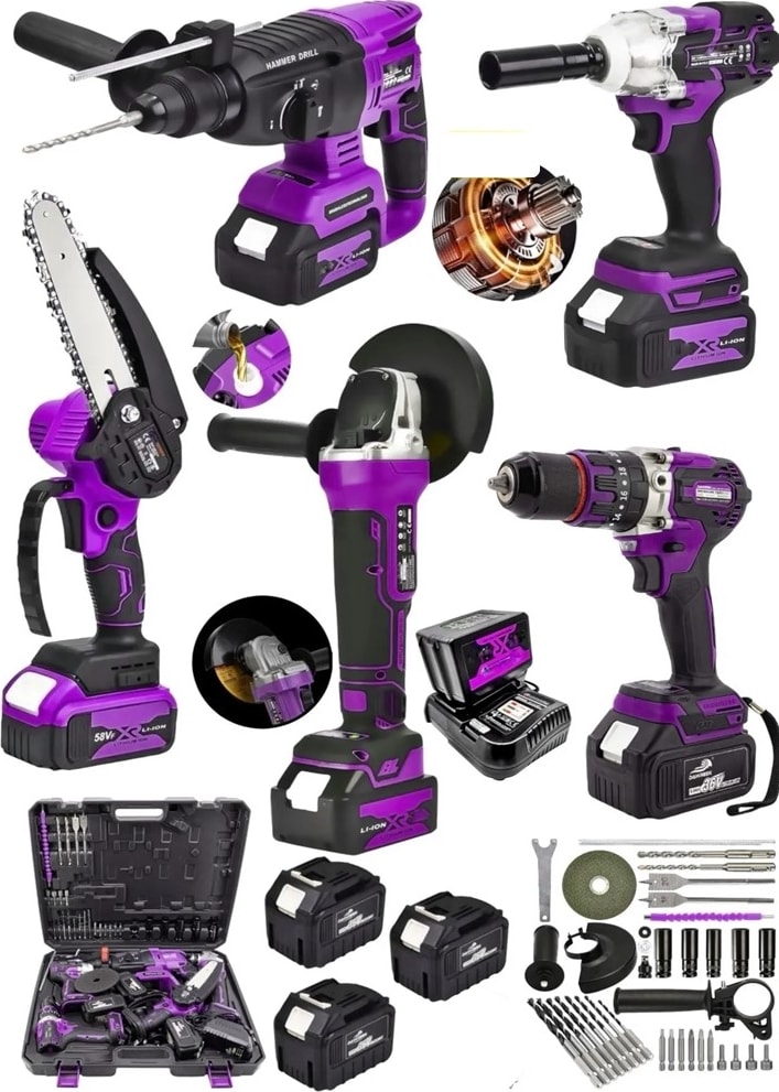 5'makina 20AH 3 Akülü Spiral TAŞLAMA&13MM Matkap Vidalam&dal Budama Testere&somun Sökme&kırıcı Hilti