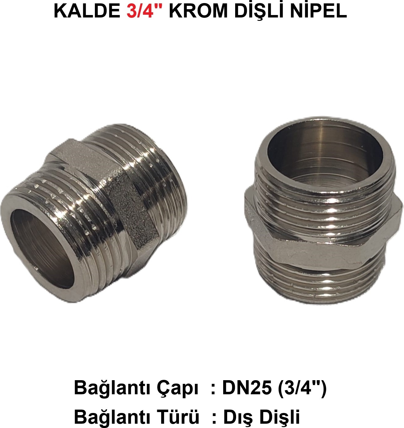 1/2" Sarı / Krom Dişli Nipel DN15 - Chrome Nipple