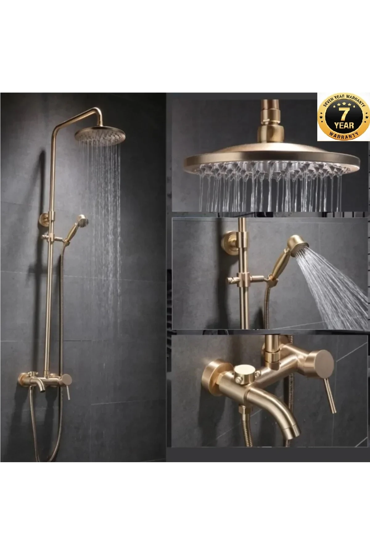 Banyo Bataryası Duş Seti Mat Gold Özel Seri Yeni Model 7 Yıl Garantili Ithal