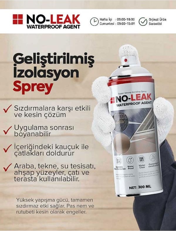 OZKUVVET Su İzolasyon Sızıntı Onarım Spreyi Su Geçirmez Beyaz 300 ml