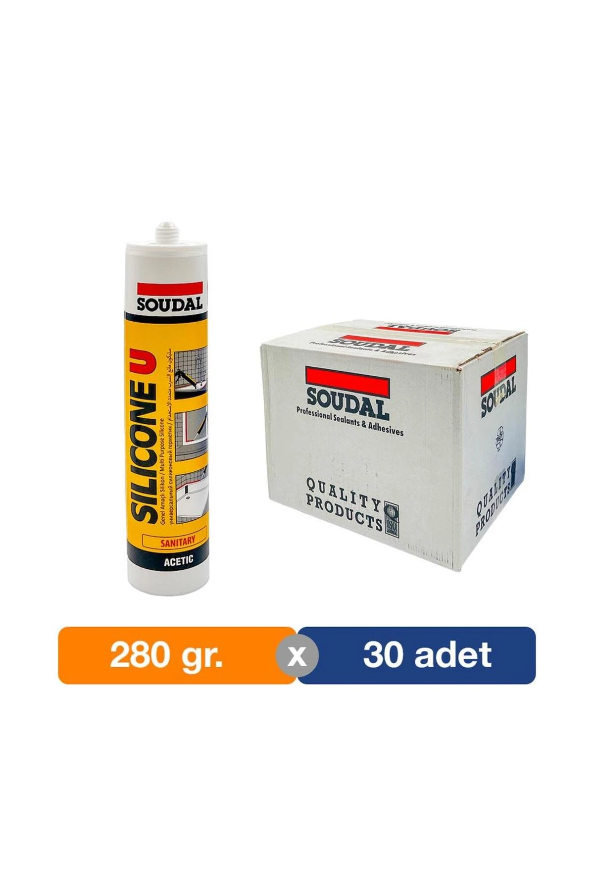 Silicone U Genel Amaçlı Silikon Kartuş Şeffaf 280 gr. - 30'lu Paket