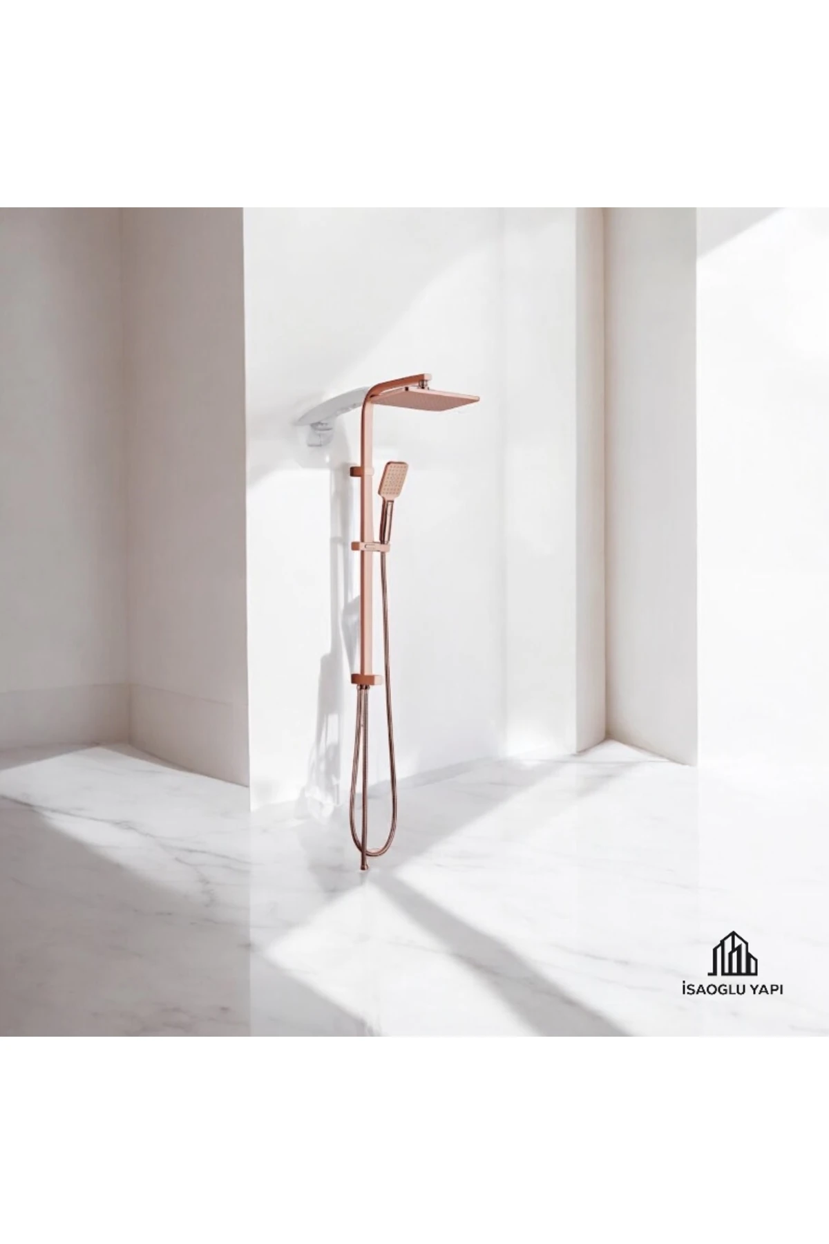 Bronz Duş Seti Bakır Banyo Bataryası Dahil Kare Premium Yağmurlama Başlık