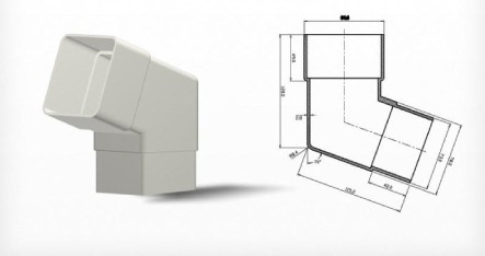 Köşeli Çatı Oluğu Profil Iniş Açık Dirsek 45 Derece 150 mm
