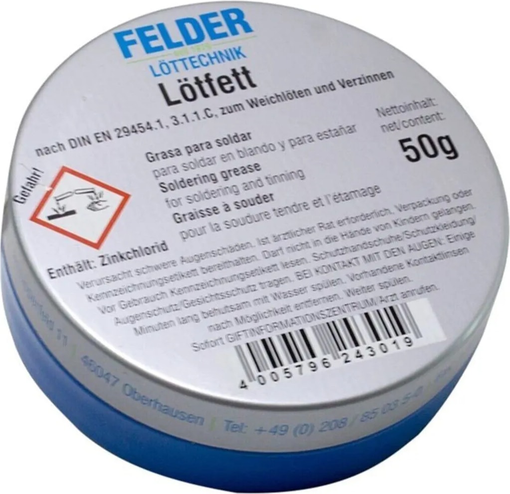 Alman Malı Felder Lötfett Lehim Pastası Havya Pastası 50 gr - Germany
