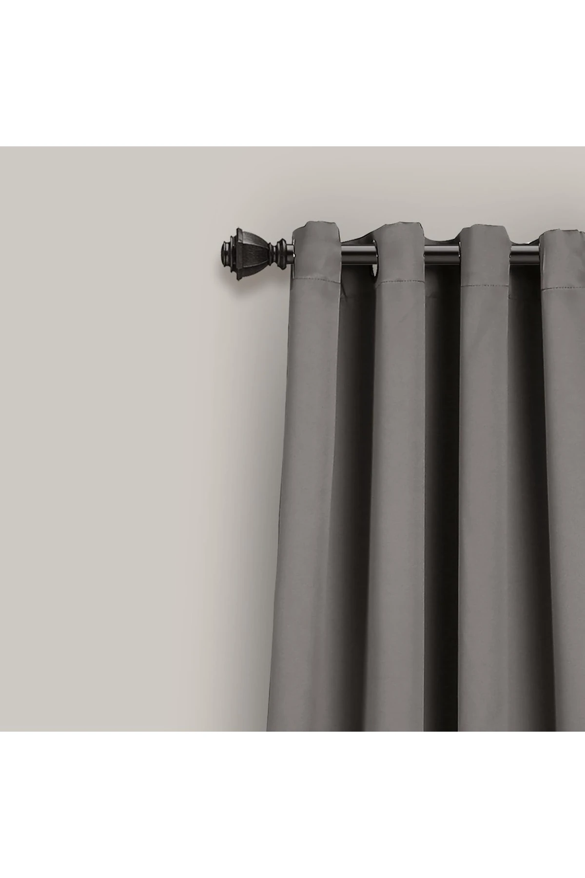 Lüks Karartmalı Fon Perde Metal Halkalı, Isı İzolasyonlu, Koyu Gri, 132 cm x 213