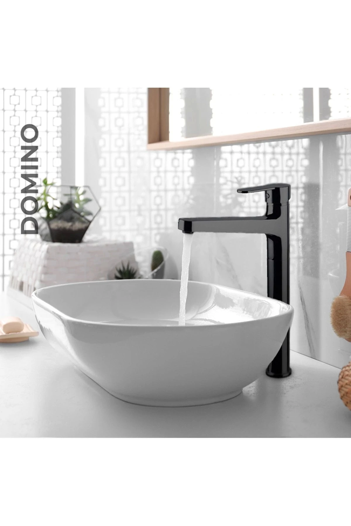 - Domino Çanak Tipi Lavabo Bataryası Siyah - 971001B 350109