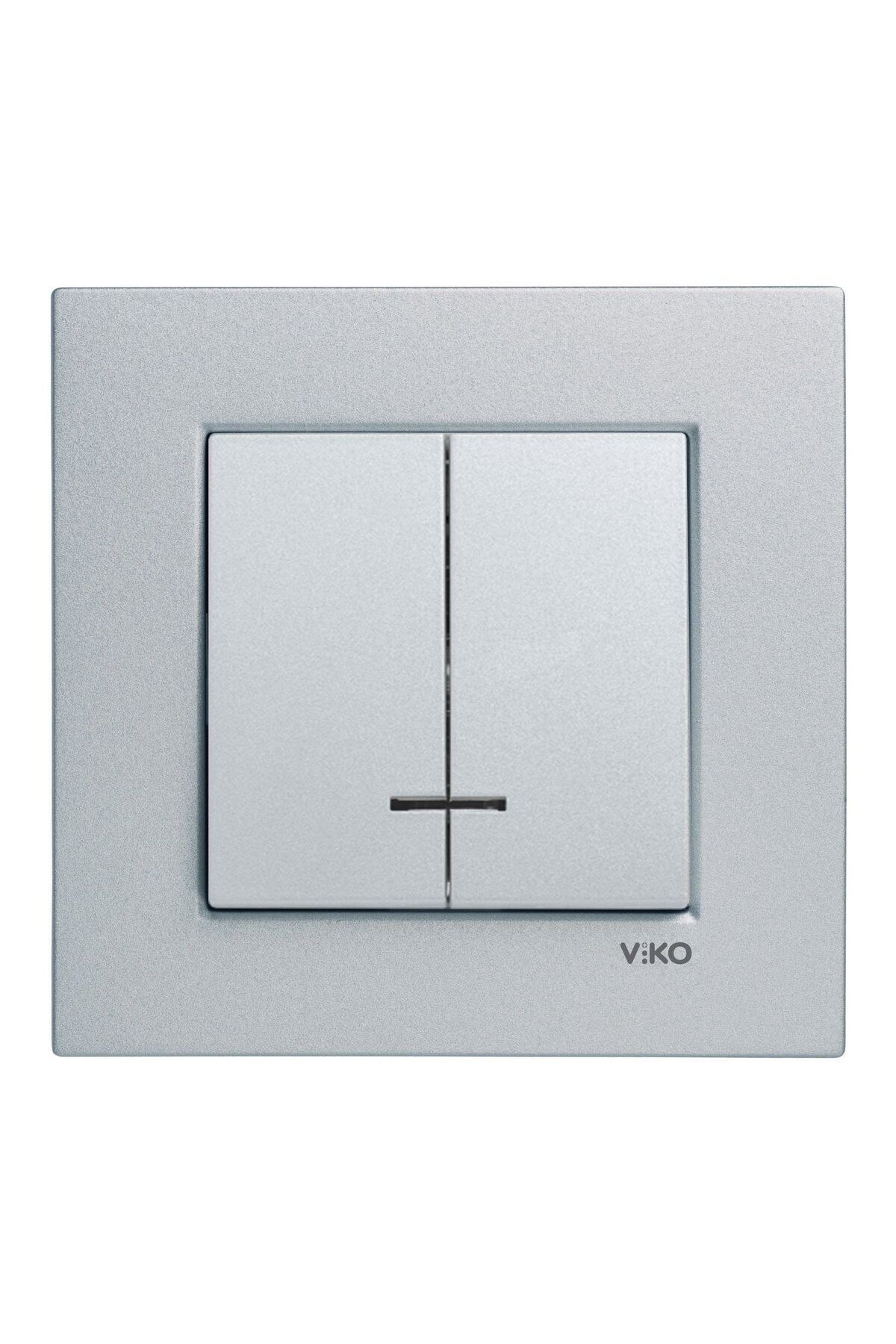 Viko Artline Novella Gümüş Işıklı Komütatör ÇERÇEVELİ