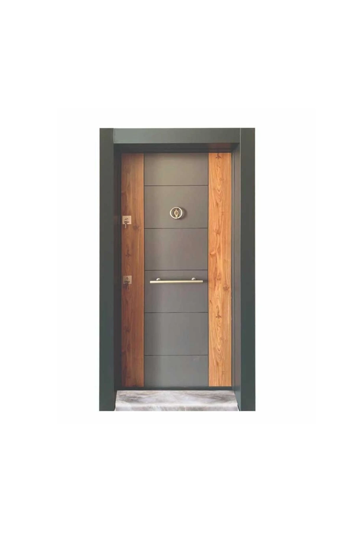 Antrasit Renk Çelik Kapı Kale Kilit Tırnaklı Sistem