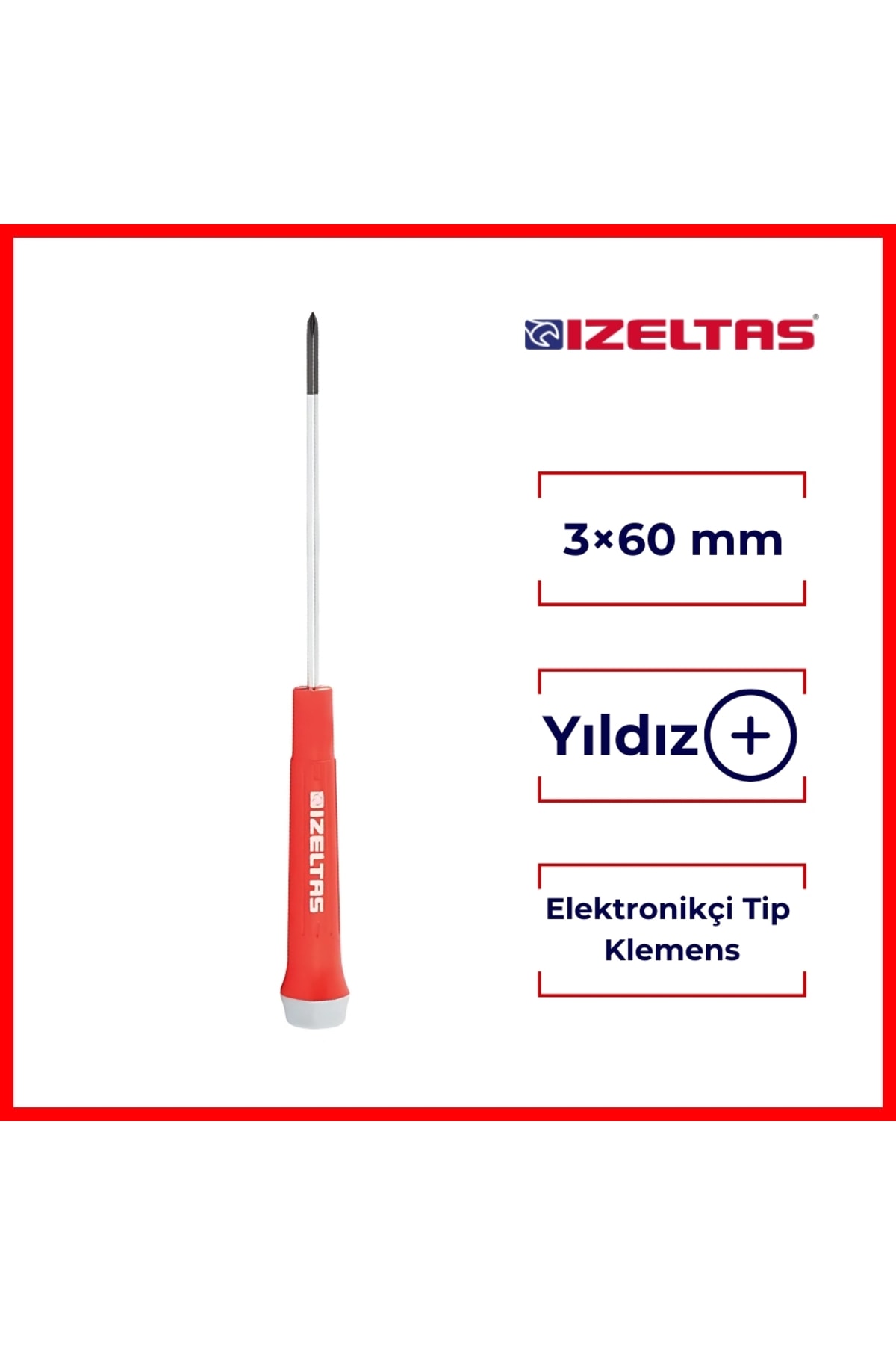 Elektronikçi Tip Klemens Tornavida, Yıldız 3x60mm, Dayanıklı