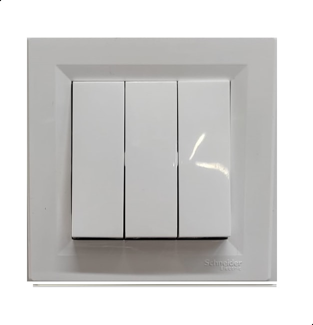 Asfora Beyaz Üçlü Anahtar + Çerçeve