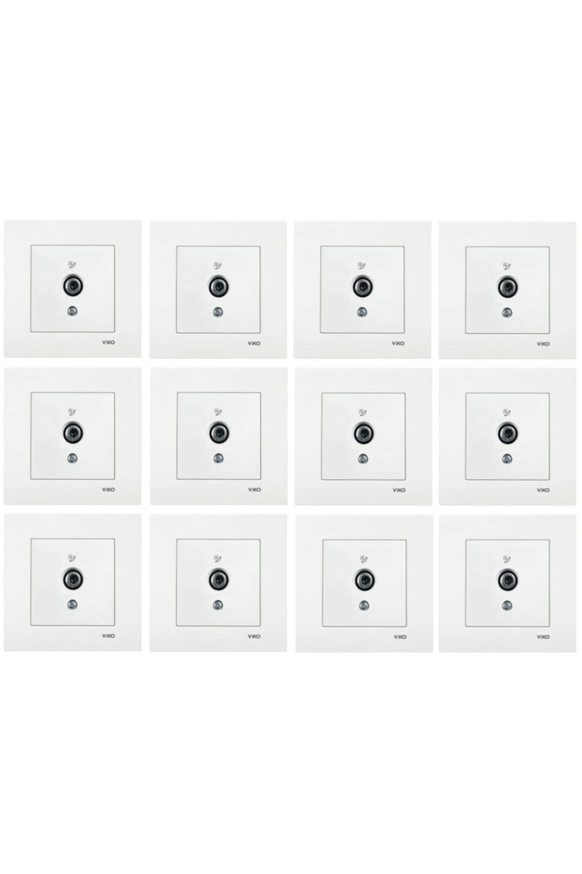 Karre 12 Adet Uydu Prizi F Konnektörlü Çerçeveli - Beyaz