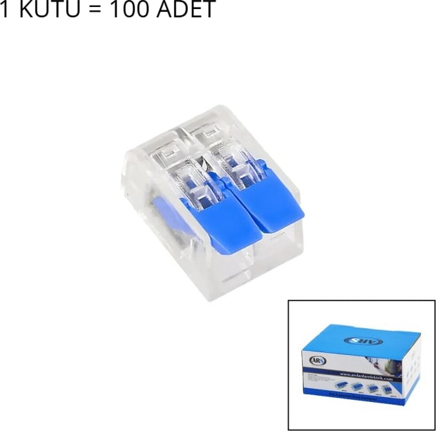 100 Adet 2 Li 2x2.5 Kablo Geçmeli Mandallı Buat Klemensi (5263)