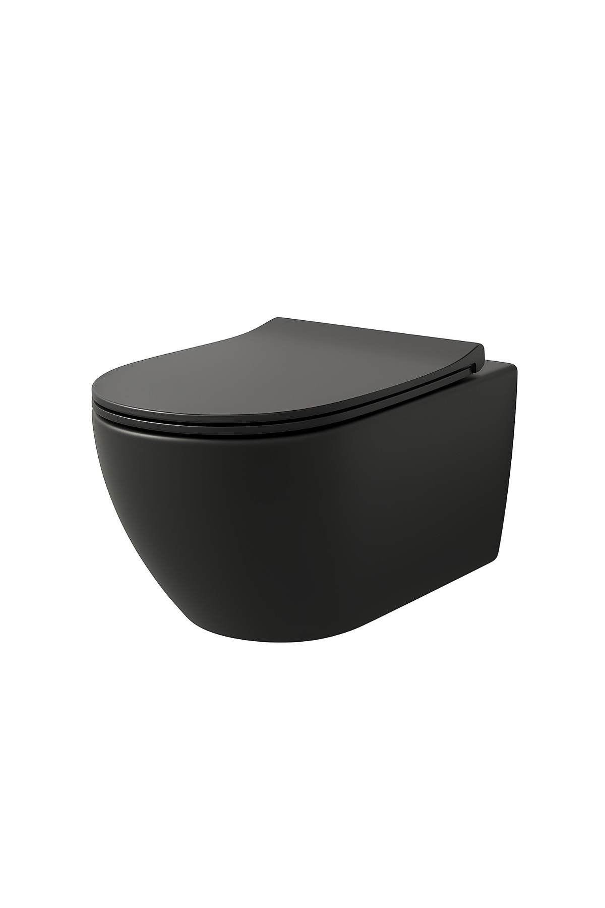 Rondo Kanalsız Mat Siyah Asma Klozet RND5512B, Rondo Duroplast Yavaş Kapak