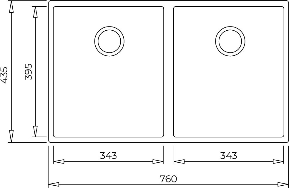 SQUARE 760 TG BLACK Tezgahaltı Granit Eviye Siyah 76 cm 115260024