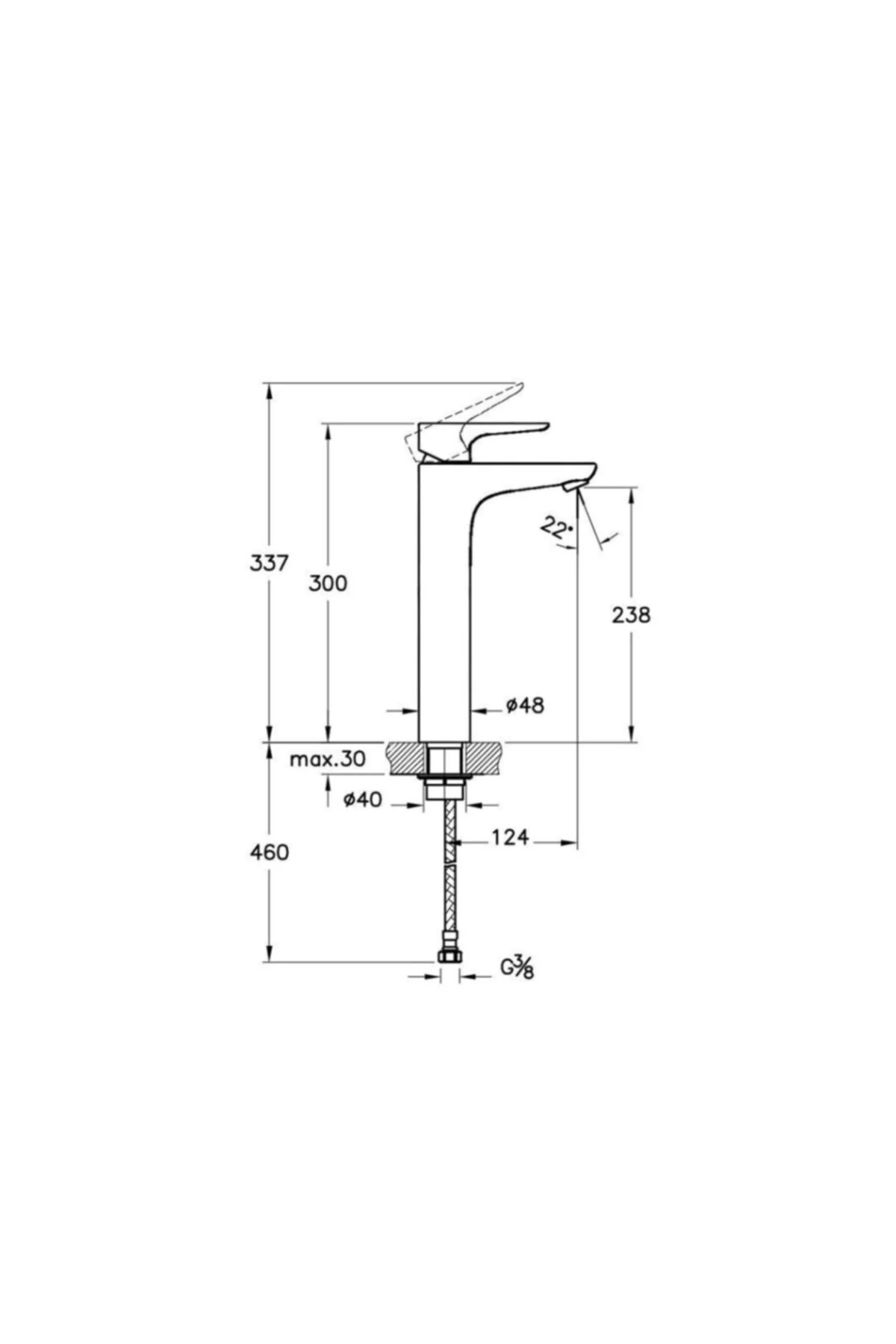 Altın X Line A4232223 Lavabo Bataryası Yüksek